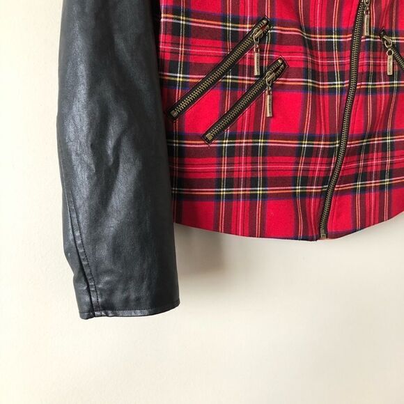 Bianca Nygard Plaid Cropped/Faux Leather Jacket - Picture 4 of 6